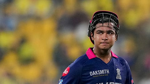 Rajasthan Royals' Vaibhav Sooryavanshi returns to the pavilion after his dismissal by Chennai Super Kings' Anshul Kamboj during an Indian Premier League (IPL) 2026 T20 cricket match between Rajasthan Royals and Chennai Super Kings, at ACA Stadium, Barsapara, in Guwahati, Assam, Monday, March 30, 2026.