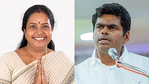 (L) Vanathi Srinivasan, (R) K Annamalai