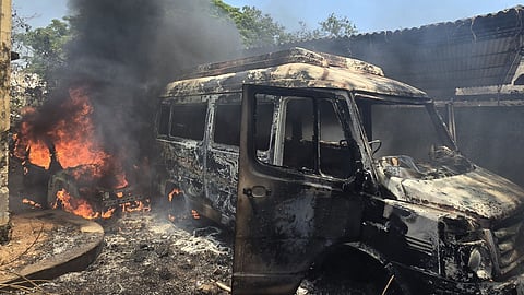 Fire accident at Enforcement police station in Tiruttani destroyed 3 seized vehicles