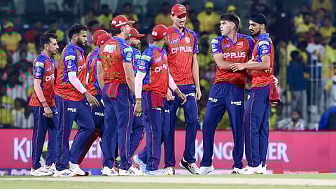Punjab Kings' captain Shreyas Iyer, left, celebrates his half century with Nehal Wadhera during an Indian Premier League (IPL) 2026 T20 cricket match between Chennai Super Kings and Punjab Kings, in Chennai, Tamil Nadu, Friday, April 3, 2026