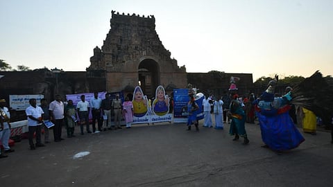 Folk performing artists performing during SVEEP awareness programme in Thanjavur