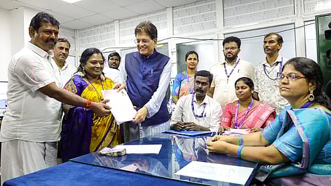 Tamilisai Soundararajan filed her nomination for the Mylapore constituency, accompanied by Union Minister for Commerce and Industry Piyush Goyal