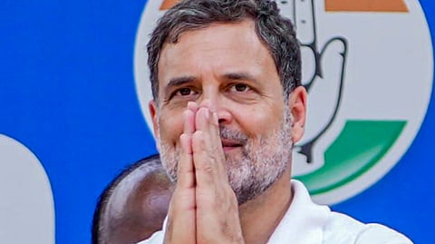 Congress leader Rahul Gandhi during a public meeting ahead of the Kerala assembly elections, at Fort Kochi, in Ernakulam, Kerala.