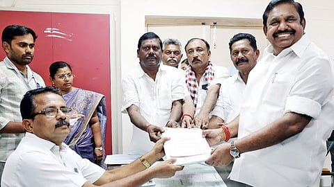 AIADMK chief Edappadi Palaniswami filing his nomination