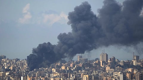 Smoke rises following an Israeli airstrike on a building in Beirut, Lebanon, Wednesday, April 8