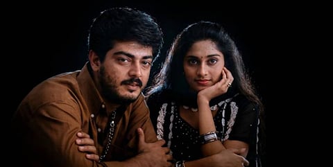 A timeless still of Ajith Kumar and Shalini Ajith Kumar from Amarkalam