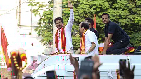 TVK leader Vijay addressed rallies in T Nagar, Nungambakkam and Kilpauk on April 15