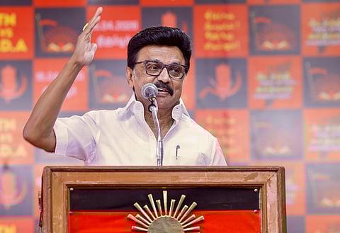 Tamil Nadu Chief Minister and DMK president MK Stalin speaks during an election campaign ahead of the Assembly elections