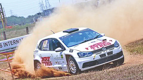 Karna Kadur, winner of the 49th South India Rally on Sunday