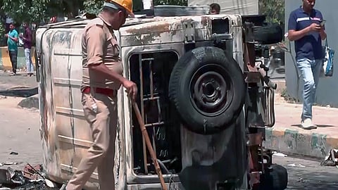Aftermath of violent protest in Noida on April 13