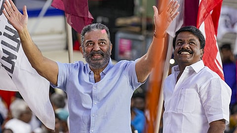 Makkal Needhi Maiam president Kamal Haasan during an election campaign in Tamil Nadu