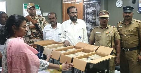 Flying squad officials posted in Kunnam Assembly constituency in Perambalur seized Rs 2.49 crore cash
