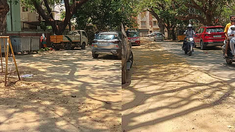 The uneven stretch of 8th and 10th Cross Street junction in Adyar