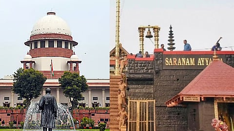 (L) Supreme Court, (R) Sabarimala Temple