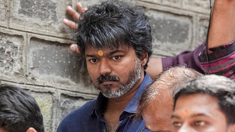 Tamilaga Vettri Kazhagam (TVK) chief Vijay during a visit to Saibaba Temple, at Shirdi in Ahilyanagar, Maharashtra, Wednesday, April 29, 2026