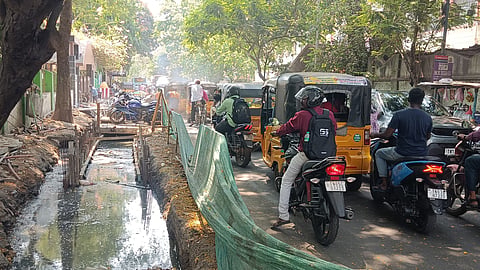Water stagnating in unfinished drain on Cemetery Road