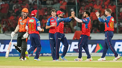 Sunrisers Hyderabad's Heinrich Klaasen completes his half century during an Indian Premier League (IPL) 2026 T20 cricket match between Sunrisers Hyderabad and Punjab Kings, in Hyderabad, Telangana, Wednesday, May 6, 2026