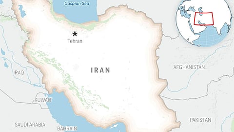 This is a locator map for Iran with its capital, Tehran