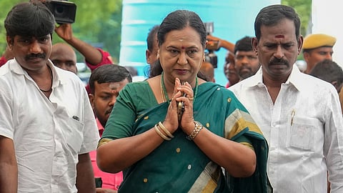 DMDK general secretary and MLA Premalatha Vijayakanth arrives for the floor test of the TVK government led by C Joseph Vijay, at Tamil Nadu Legislative Assembly in Chennai, Wednesday, May 13, 2026