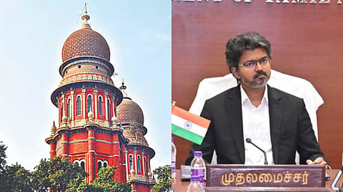 (L) Madras High Court, (R) CM Vijay