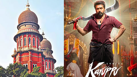 (L) Madras High Court, (R) Poster of Karuppu