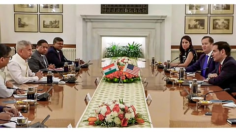 The US Secretary of State's maiden trip to India is largely seen as an attempt to repair bilateral relations that came under severe strain in the last one year over Washington's trade and tariff policies