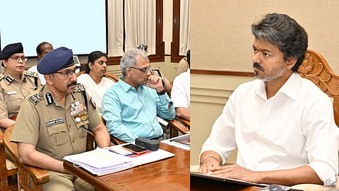 Chief Minister C Joseph Vijay leading the deliberations with officials at the Secretariat on Monday