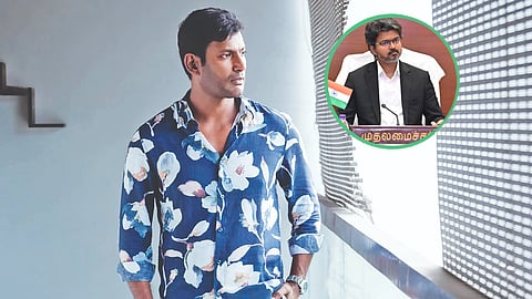Actor Vishal; Inset: CM Vijay