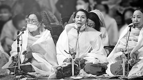 Nicky captured artistes singing at Maha Raas at Shree Shree Govindajee Temple, Imphal, in 2021