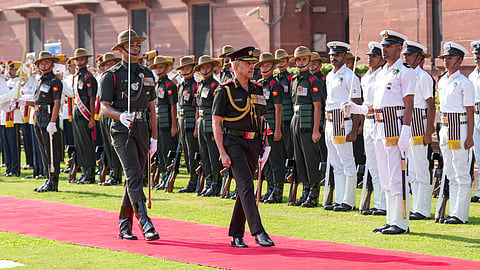 Lt Gen NS Raja Subramani accorded a Tri-Services Guard of Honour during a ceremony marking his assumption of charge as the new Chief of Defence Staff (CDS), in New Delhi, Sunday, May 31, 2026