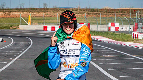 11-year-old Indian racing sensation Atiqa Mir on top of the podium after a dominating weekend in Round 2 of the Champions of the Future Academy