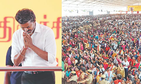 Chief Minister C Joseph Vijay in Tiruchy on Monday