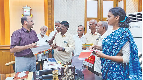 Madhuvanthi Rajkumar, independent lawyer, and members of FNCRWA, meeting GCC Commissioner Sameeran on Thursday