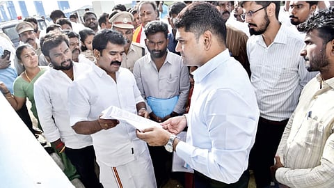Nirmalkumar during an inspection of the Vaigai dam on June 13
