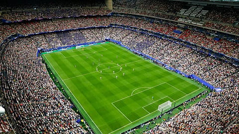 The pitch is seen in this general view during the World Cup Group E soccer match between Germany and Curacao in Houston