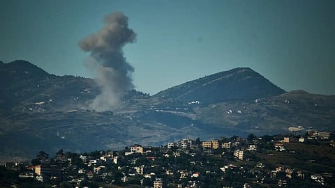Smoke rises to the sky following an Israeli military strike in southern Lebanon as seen from northern Israel