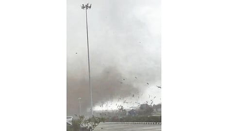 The tornado wreaked havoc in the airport area of Vagaikulam