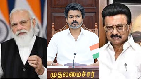 (L -R) PM Modi, CM Vijay and MK Stalin