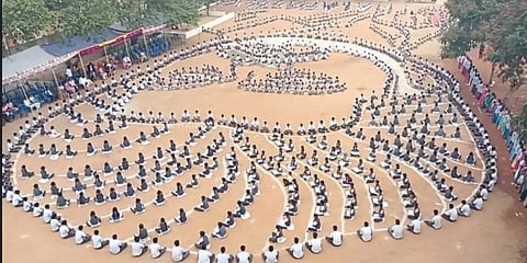 Students parade in school