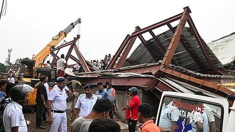 Rescue operation underway after a three-storey under-construction warehouse collapsed in the Taratala area