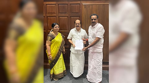 MR Vijayabaskar submitted his resignation letter to Assembly Speaker JCD Prabhakar at the Secretariat