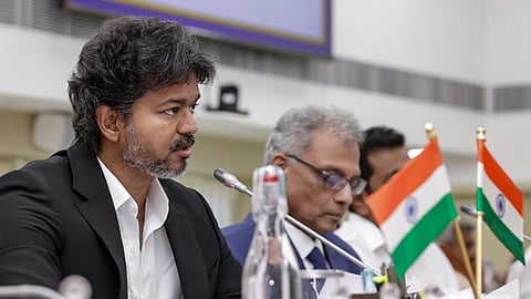 Tamil Nadu Chief Minister Joseph Vijay during a conference of District Collectors and Police Department officials, at the Secretariat.