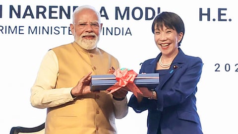 Indian Prime Minister Narendra Modi and Japanese Prime Minister Sanae Takaichi