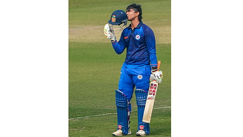 Rajasthan Royals' Vaibhav Sooryavanshi during a practice session ahead of an Indian Premier League (IPL) 2026 T20 cricket match between Gujarat Titans and Rajasthan Royals, in Ahmedabad, Gujarat, Friday, April 3, 2026