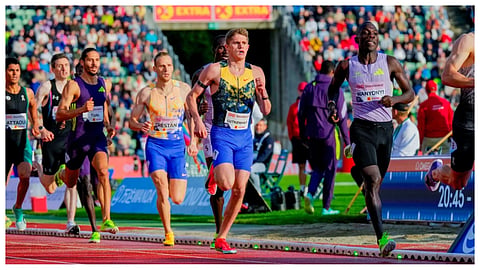 United States' Cooper Lutkenhaus competes in the men's 800-meter race at the Diamond League athletics meet at Bislett Stadium in Oslo, Norway.