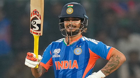 Indian wicketkeeper-batter Ishan Kishan has displaced teammate Abhishek Sharma from the top spot in the latest ICC men's T20I batting rankings released on Wednesday, July 1, 2026. Kishan is seen celebrating his half century during an ICC Men's T20 World Cup 2026 cricket match against Namibia, in New Delhi, in this file photo dated Thursday, Feb. 12, 2026.