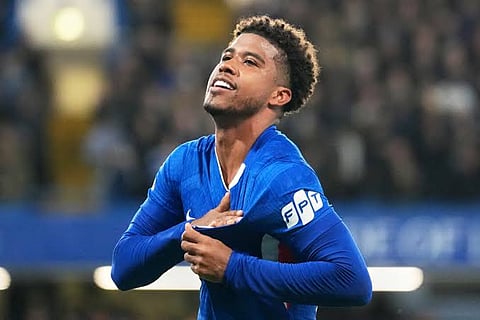 The then-Chelsea's player Andrey Santos celebrates after scoring during a Premier League soccer match between Chelsea and Tottenham in London, Tuesday, May 19, 2026.
