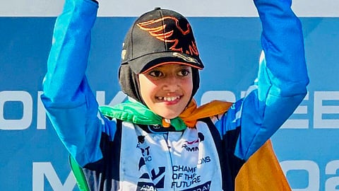 11-year-old Indian racing sensation Atiqa Mir on top of the podium after a dominating weekend in Round 2 of the Champions of the Future Academy