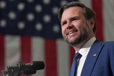Vice President JD Vance speaks about efforts to combat fraud during an event at the Wisconsin Air National Guard facility at Milwaukee Mitchell International Airport, Wednesday, July 8, 2026, in Milwaukee.