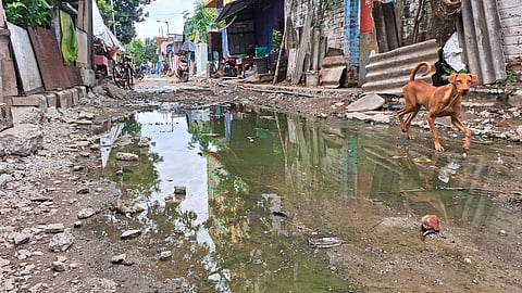 Overflowing sewage in Chennai.